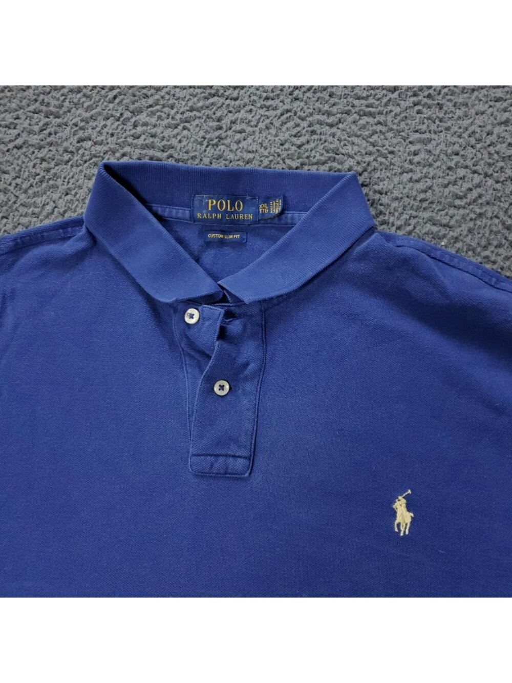 Polo Ralph Lauren Shirt Mens XXL 2XL Slim Fit Blue Short Sleeve Cotton Rugby